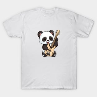 Cute Panda Bass Guitar T-Shirt